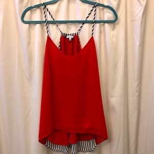 Red and black & white stripe tank